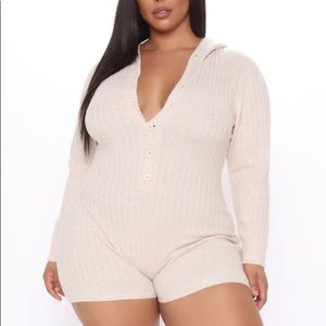 Hooded romper with ears